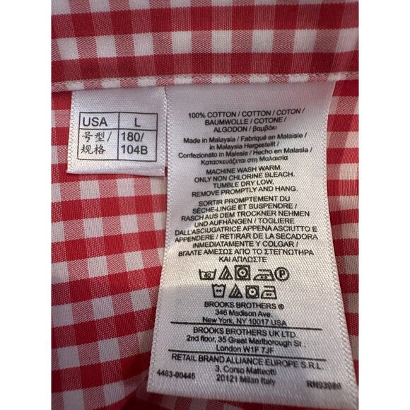 Brooks Brothers Red & White Checkered The‎ Original Polo Shirt size L - Picture 3 of 7